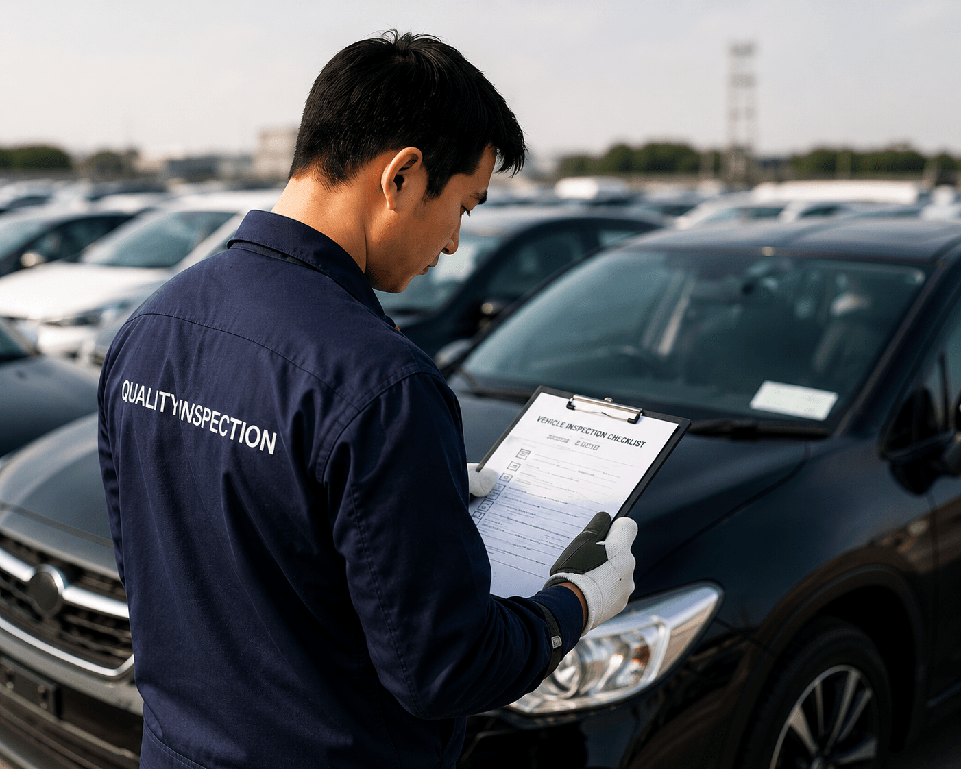 Car inspection in a busy lot